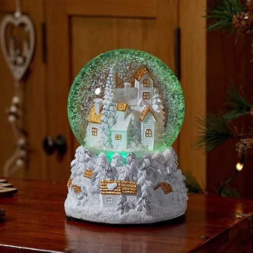 Boule à neige musicale de Noël avec village en rotation auto
