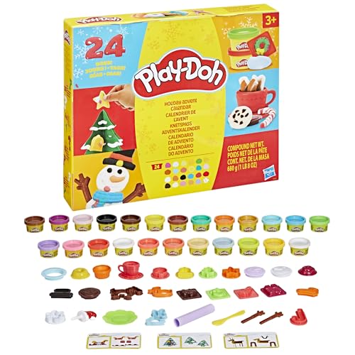 Play-Doh Calendrier de lAvent des fêtes, Coffret de pâte à M