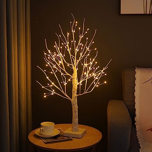 Arbre Lumineux en Bouleau avec 144 LED Blanc Chau, Lampe à P