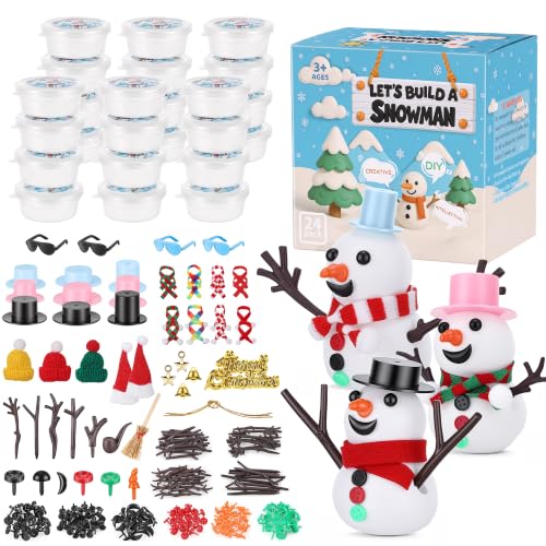 24 Pcs Kit de Bonhomme de Neige, Activité créative de Noël B