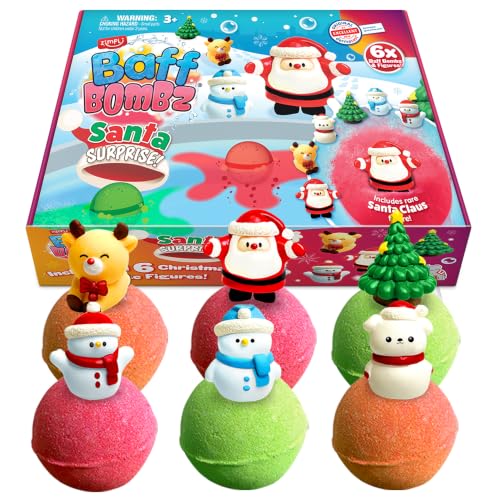 ZIMPLI 6 Grandes Bombes de Bain Surprise Père Noël, 6 Jouets