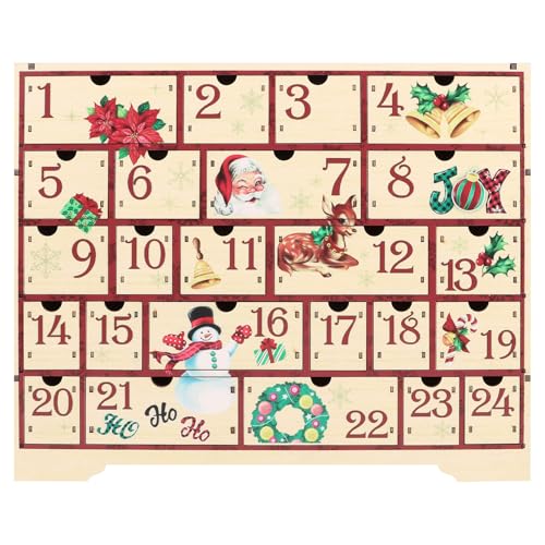 sulanmo Calendrier de l’Avent en Bois avec 24 Tiroirs à remp
