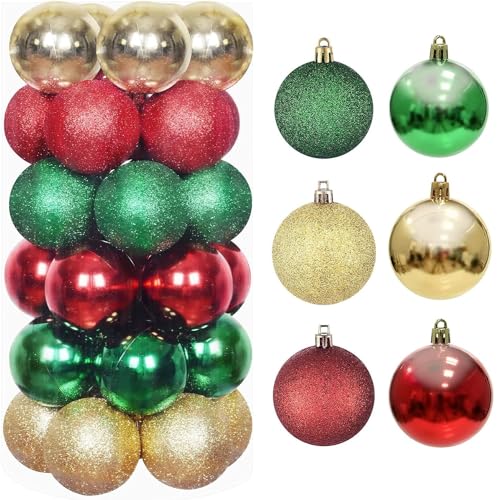 LATERN 30 Pièces Boules de Noël, 6CM Rouge Vert Or Ornements