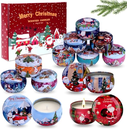 Lot de 12 Bougies Parfumées de Noël pour femme - Bougies par