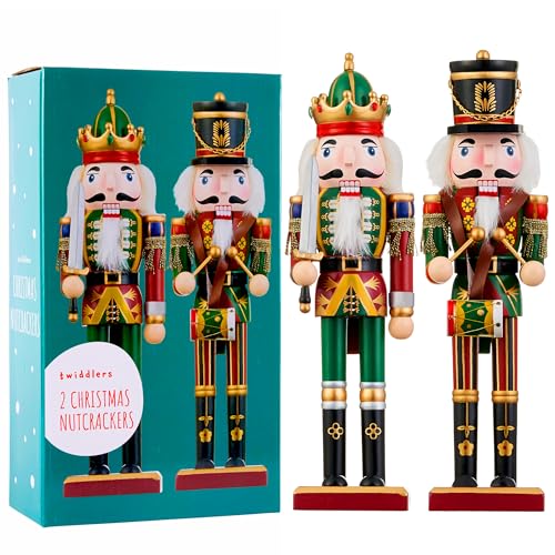 THE TWIDDLERS 2 Soldats Casse-Noisette de Noël en Bois 30 cm