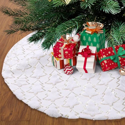 Jupe de Sapin de Noël, 60 cm Couvre Pied Sapin Noel Ronde en