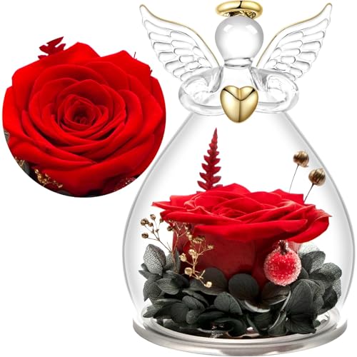 Yamonic Rose Eternelle Cadeau Femme,Ange Figurine en Verre a