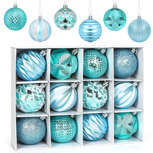Boules Noël Bleues 6 cm Lot 12
