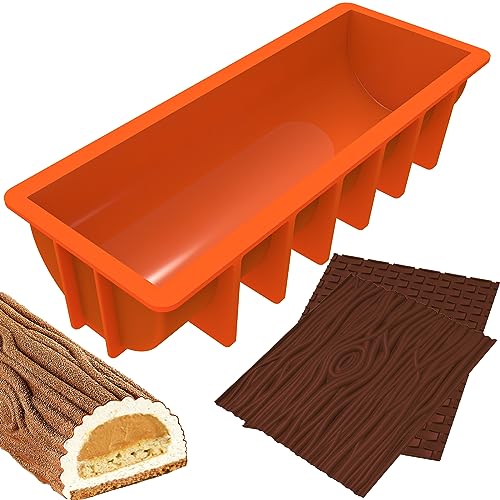 webake Moule Bûche de Noel 30cm Silicone avec 2 Tapis en Sil