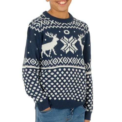 Pull Noël Enfant Renne Marine