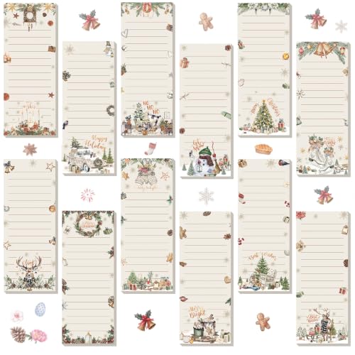 Eaasty Lot de 12 blocs-notes magnétiques de Noël pour réfrig