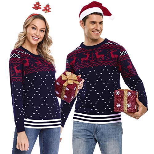 Pull Moche Noël Homme Bleu Marine