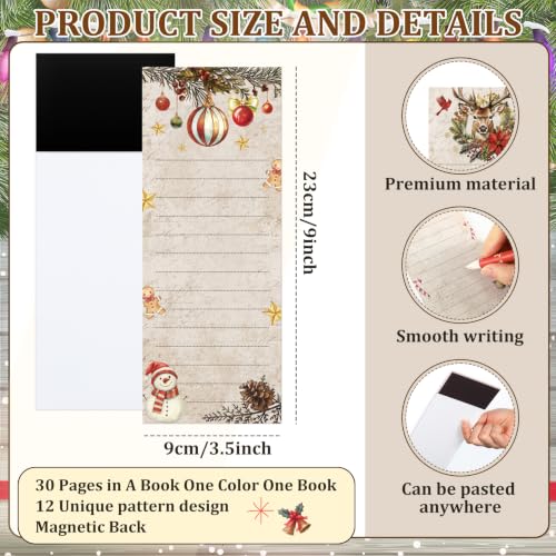 Eaasty Lot de 12 blocs-notes magnétiques de Noël pour réfrig