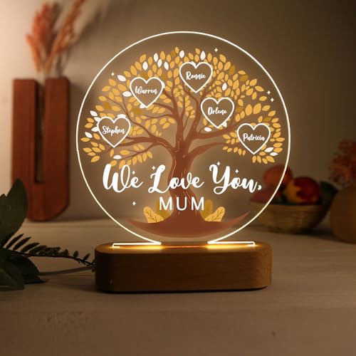 lorajewel Veilleuse Arbre Généalogique Personnalisée avec 3-