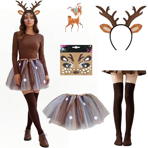 Déguisement Renne Femme Noël 4 pièces