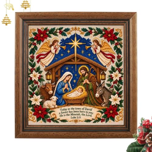 Kit de broderie pour crèche de Noël à faire soi-même - Décor