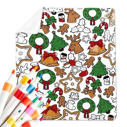 Couverture à Colorier Noël 150 x 130 cm, Double Couche, avec