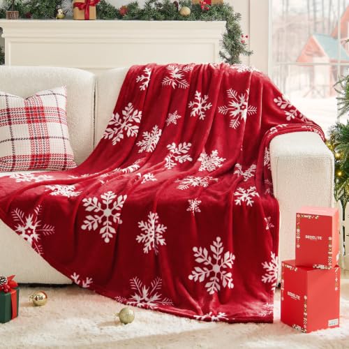BEDELITE Couverture Douillette de Noël, Flocon de Neige 150x