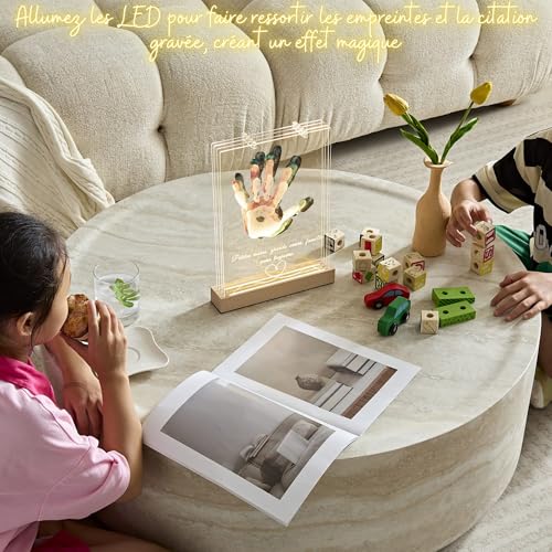 Premier trésor - Kit empreinte de famille avec Base Bois LED