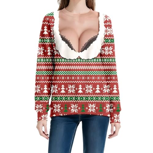 Pull Noël Femme Chic Rouge S