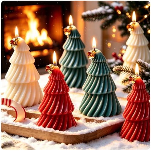6 Bougie Noel Sapin Parfumée, Naturel Soja Parfumées Bougies
