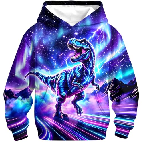 Kids4ever Sweat-Shirt à Capuche Garçon 3D Dinosaure Galaxie 