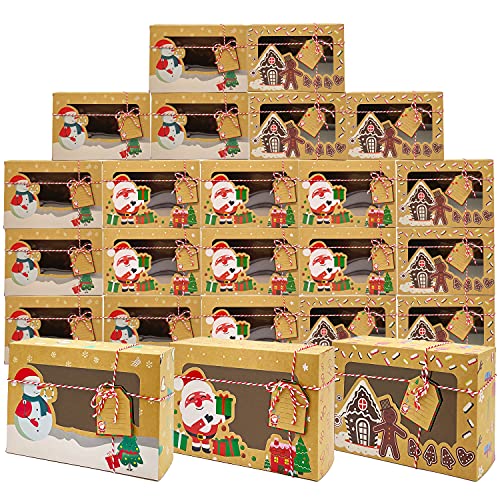 Lot 24 boîtes biscuits Noël kraft