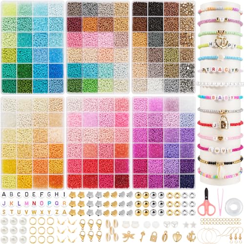 RUBY Lot de 72 000 perles colorées 144 couleurs pour bracele