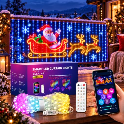 Rideau lumineux LED Intelligent 400 RGB - Guirlande noel lum