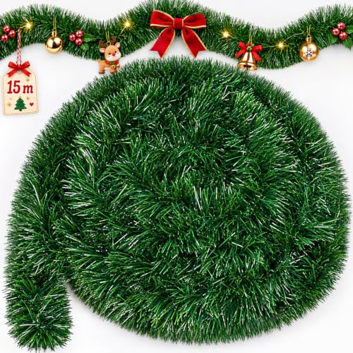 15M Guirlande Sapin de Noel Artificiel Guirlande Sapin Décor