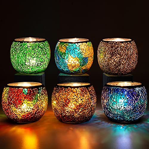 Set 6 Bougeoirs Mosaïque Colorés