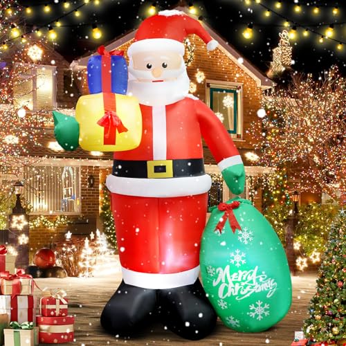 Père Noël Gonflable 245CM pour décoration de Noël en extérie