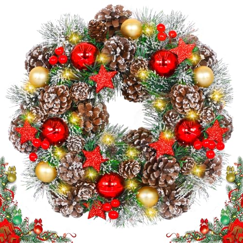 ITMNMNL Couronne de Noël 30 cm - Lumineuse pour Porte Extéri