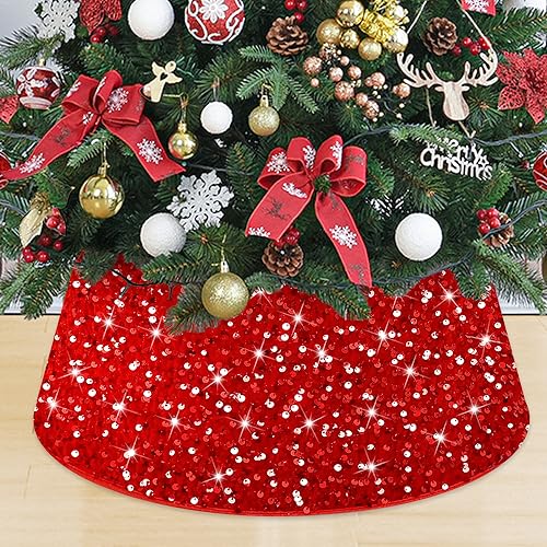 FUHSY Col de sapin de Noël rouge Jupe de sapin de Noël à pai