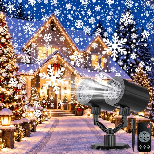 GUSODOR Projecteur Flocons de Neige, Décoration Noël Extérie