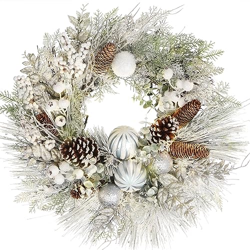 Couronne de Noël artificielle Ø 61 cm avec boules de Noël dé