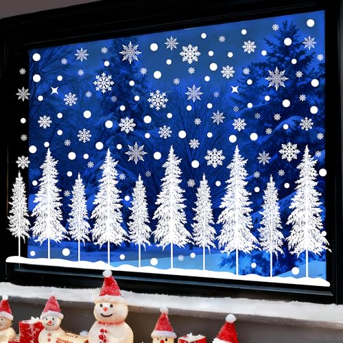 AVAKY 10 Stickers Noel Fenetre de Sapin de Noël, 232Pcs Deco
