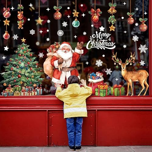 Xnova 174 pièces Autocollants Noel Fenetre Décoration Réutil
