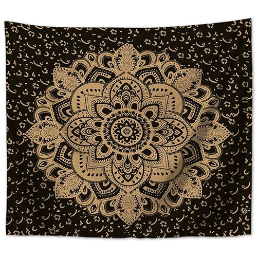 MT Majami Tenture murale Mandala indienne 200 x 150 cm Noir 