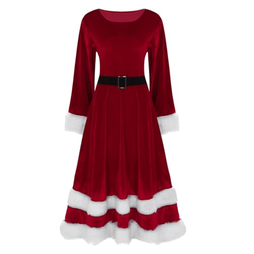 ranrann Robe de Noël Femme Costume Mère Noël Déguisement Lut