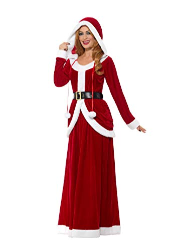 Smiffys Déguisement Mère Noël Deluxe, rouge, avec robe à cap