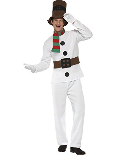 Smiffys Costume bonhomme de neige pour homme, Blanc, avec ha