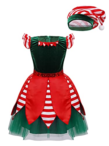 TiaoBug Enfant Fille Déguisement Elfe Noël Costume Mère Noël