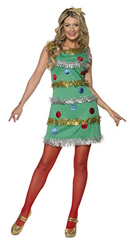 Smiffys Costume sapin de Noël, Vert, avec robe et bandeau, T