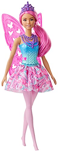 Barbie Dreamtopia poupée fée aux cheveux roses, avec ailes e