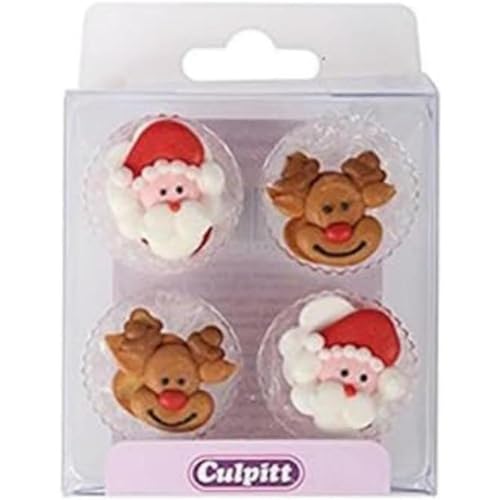 Décors en sucre Père Noël et Rudolph le renne x12 - Culpitt