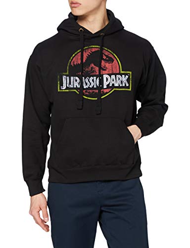 Jurassic Park Capuche avec Logo Vieilli Sweat, Noir (Black b