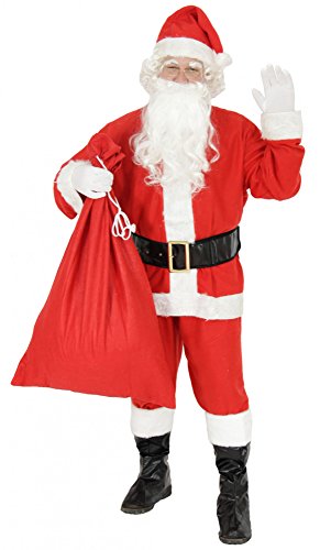 FOXXEO Costume de Père Noël 9 pièces pour Homme avec Chapeau