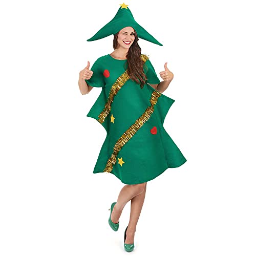 Huyghdfb Costume de sapin de Noël pour adultes et enfants (v