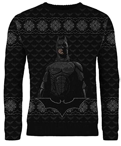 DC Batman Pull de Noël tricoté Noir, Noir , L